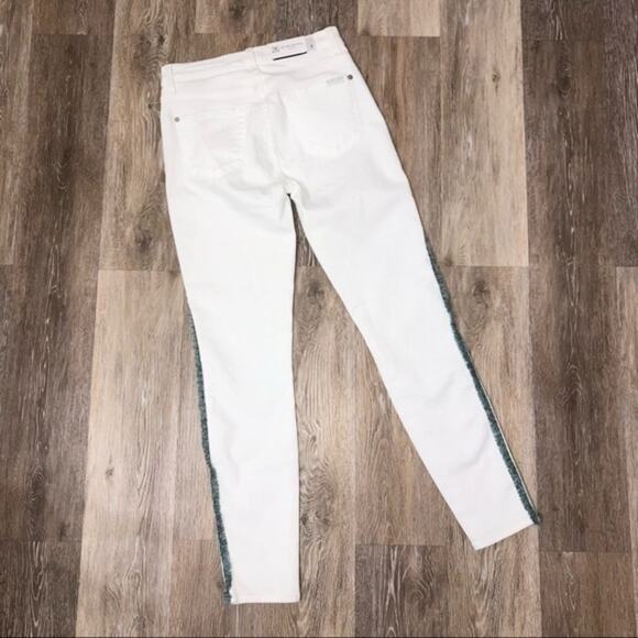 7 For All Mankind White High Waist Ankle Fringe Seam Skinny Jeans Size 26 NWT - Picture 10 of 16